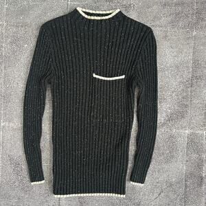 Women's Anthropologie Elliatt Ruth Black White Rainbow Crewneck Sweater Sz Small